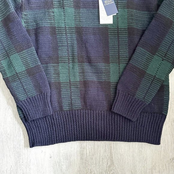 POLO RALPH LAUREN MANOS DEL URUGUAY Preppy Navy Green Plaid Knit Jumper NWT - Picture 6 of 9